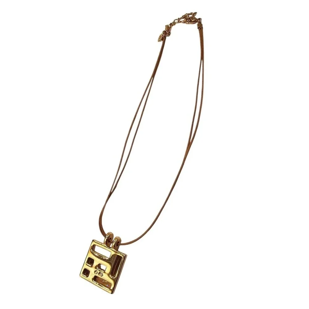 Swarovski Ilori Rose Gold Brown Pink Square‎ Crystal Pendant 18" Cord Necklace - Picture 7 of 13